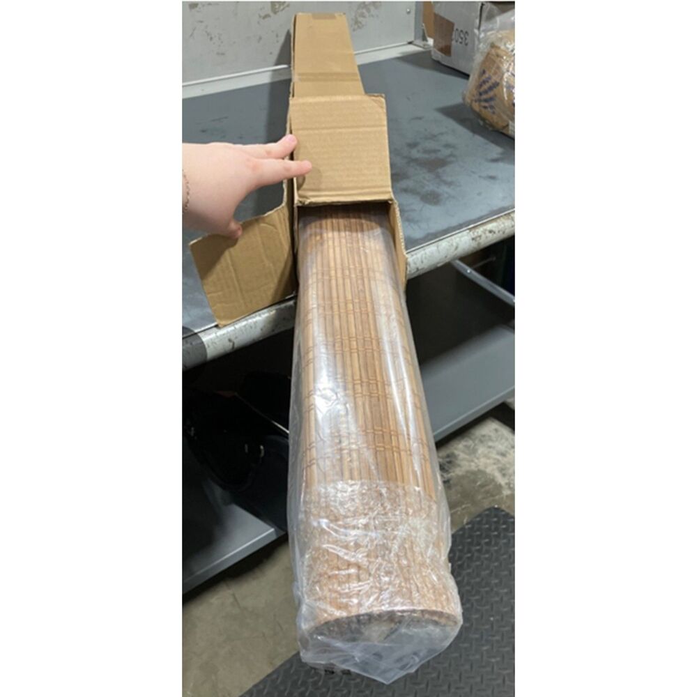 LazBlinds No-Drill Cordless Bamboo Roman Shades 34" W x 64" H Natural Open Box
